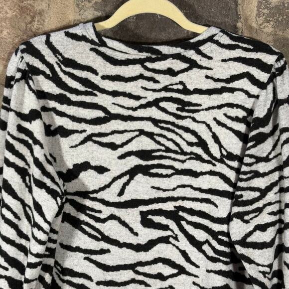 Social Standard By Sanctuary Sweater Woman's Medium Gray Black‎ Puff Sleeve - Picture 4 of 12